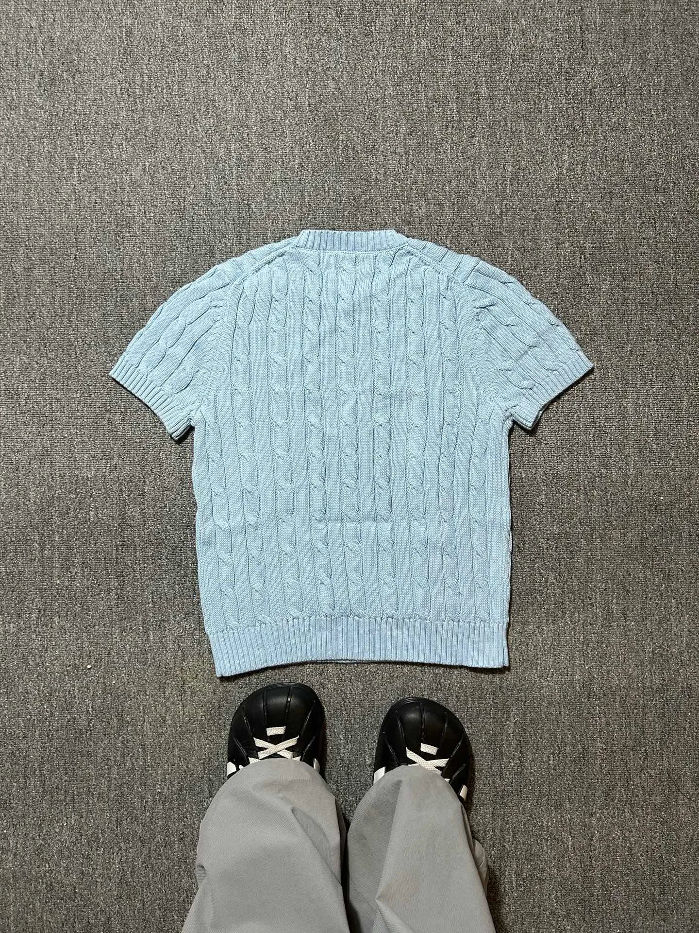 P160 Polo Ralph Lauren SS23 solid color logo embroidered sweater, official website logo on the collar. Scan the QR code to enter the official website and compare the quality at will. Size: XS-L